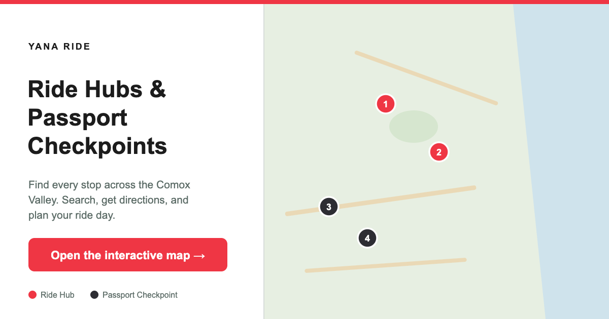 YANA Ride — open the interactive Ride Hubs & Passport Checkpoints map